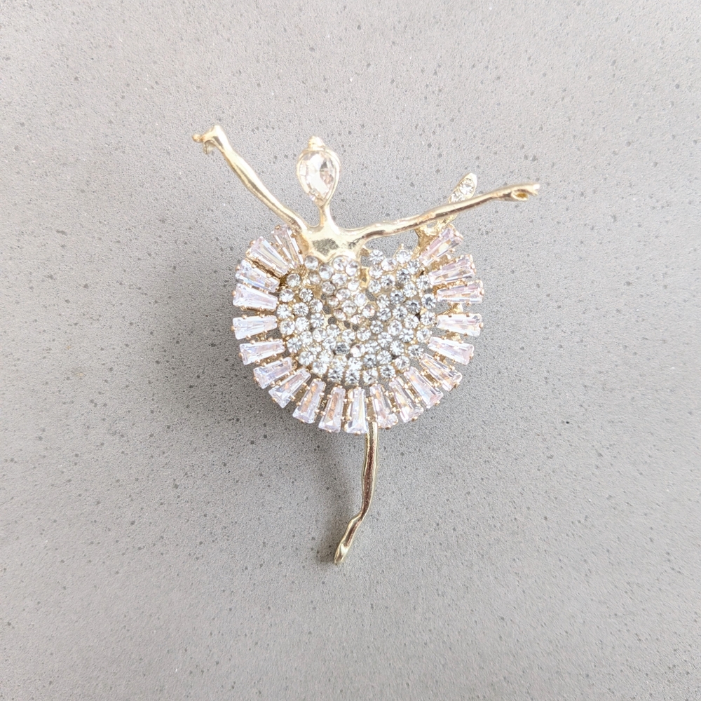 Elegant Gold and Silver Ballerina Brooch